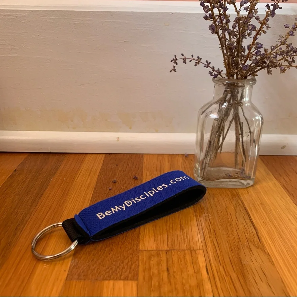 Neoprene Keychain Cobalt Blue Christian Be My Disciples